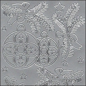 (image for) Christmas Baubles & Foliage, Silver Peel Off Stickers (1 sheet)