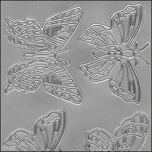 (image for) Large Butterflies, Silver Peel Off Stickers (1 sheet)