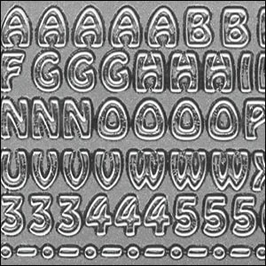 (image for) Mini Letters & Numbers, Silver Peel Off Stickers (1 sheet)