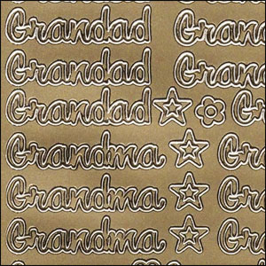 (image for) Grandma/Grandad Nan/Pop, Gold Peel Off Stickers (1 sheet)