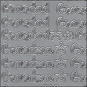 (image for) Grandma/Grandad Nan/Pop, Silver Peel Off Stickers (1 sheet)