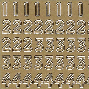(image for) 8mm Numbers, Gold Peel Off Stickers (1 sheet)
