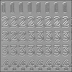 (image for) 8mm Numbers, Silver Peel Off Stickers (1 sheet)