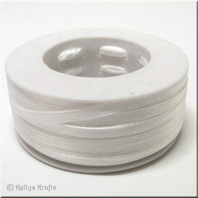 3mm Satin Ribbon, White - 1 Roll x 50 Metres (RIB351)
