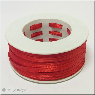 3mm Satin Ribbon, Scarlet Red - 1 Roll x 50 Metres (RIB355)