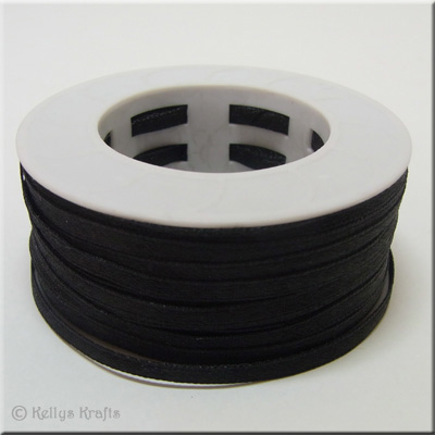 3mm Satin Ribbon, Black - 1 Roll x 50 Metres (RIB366)