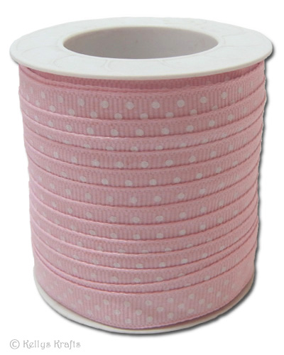 10mm Polkadot Ribbon, Pink - 1 Roll x 25 Metres