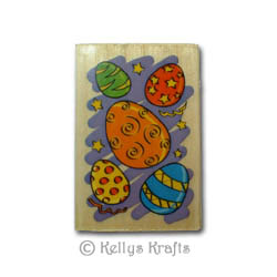 Wooden Mounted Rubber Stamp - Easter Eggs