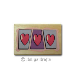 Wooden Mounted Rubber Stamp - Love Hearts