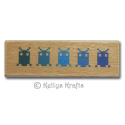 Wooden Mounted Rubber Stamp - Space Invaders