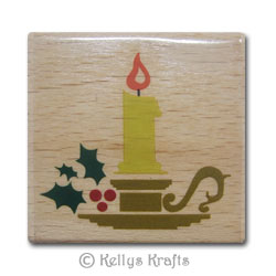 Dovecraft CHRISTMAS CANDLE Wood Mounted Rubber Stamp 