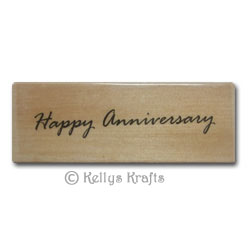 Wooden Mounted Rubber Stamp - Happy Anniversary