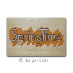 Wooden Mounted Rubber Stamp - SpringTime