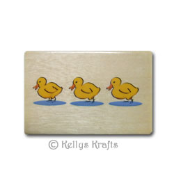 Wooden Mounted Rubber Stamp - Three Ducks