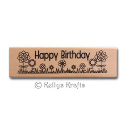 Wooden Mounted Rubber Stamp - Happy Birthday