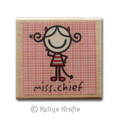 Wooden Mounted Rubber Stamp - Girl Miss Chief