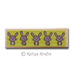 (image for) Wooden Mounted Rubber Stamp - Row of Bunny Rabbits