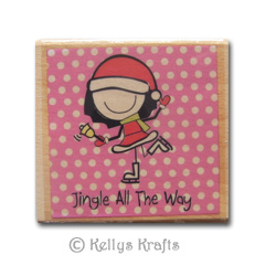Wooden Mounted Rubber Stamp - Jingle All The Way - Click Image to Close