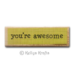 Wooden Mounted Rubber Stamp - You're Awesome