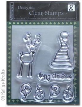 Clear Stamps - Happy Christmas, Reindeer, Baubles, Hat