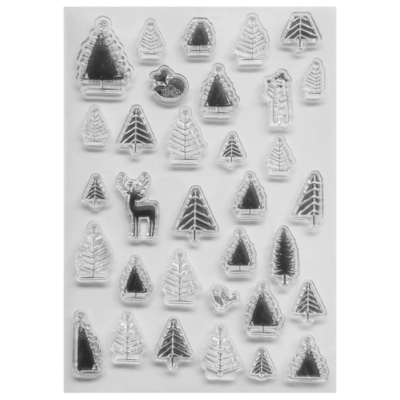 (image for) Clear Stamps - Various Christmas Trees & Other Festive Icons