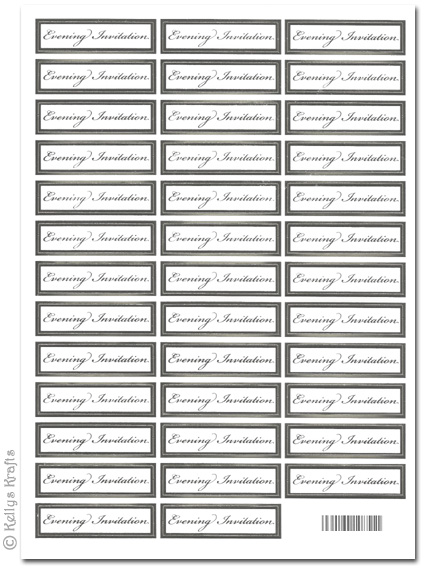 Sentiment Sheet - Evening Invitation, Silver Foil on White - Click Image to Close