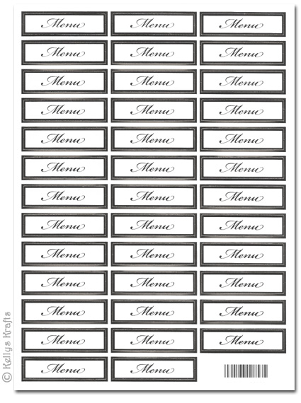 Sentiment Sheet - Menu, Silver Foil on White