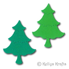 Small Tree Die Cut Shapes, Bright/Forest Green (Pack of 10)