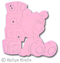 Teddy Bear with Baby Block Letters Die Cut Shapes (Pack of 6)