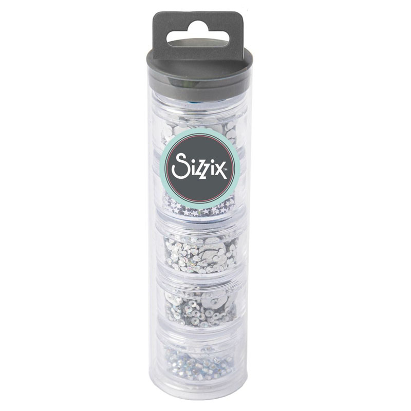 (image for) Sizzix Sequins & Beads, Silver 5pk (663813)