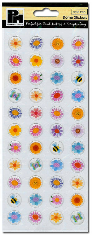 Coloured Dome Stickers - Flowers & Bees (1 Sheet)
