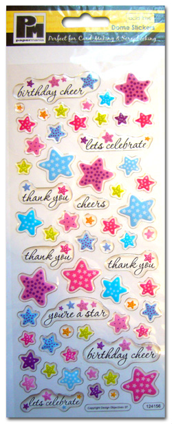 Coloured Dome Stickers - Stars (1 Sheet)