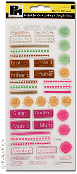 Coloured Dome Stickers - Relative Greetings (1 Sheet)