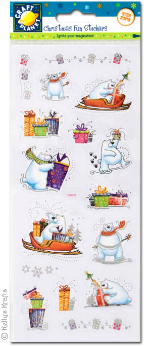 Fun Stickers, Festive Snow Bears (1 Sheet)