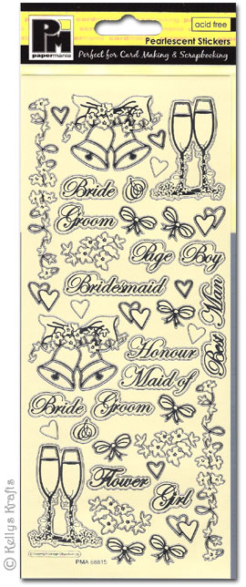Pearlescent Stickers, Champagne & Wedding Bells (1 Sheet)