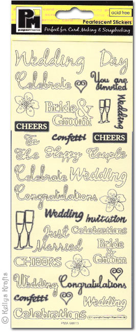 Pearlescent Stickers, Wedding Day Sentiments (1 Sheet)