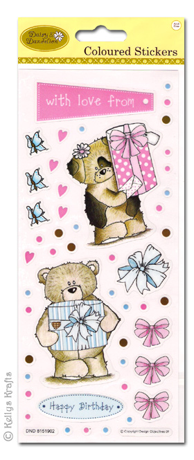 Coloured Stickers - Birthday Gifts, Daisy & Squeak (1 Sheet)