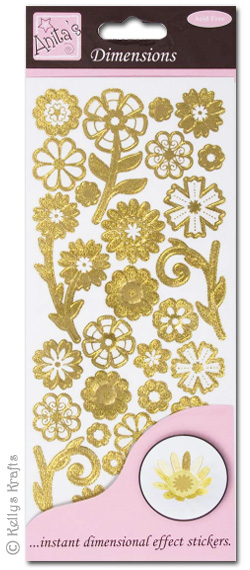 Dimensions Stickers - Flowers/Floral, Gold (1 Sheet)