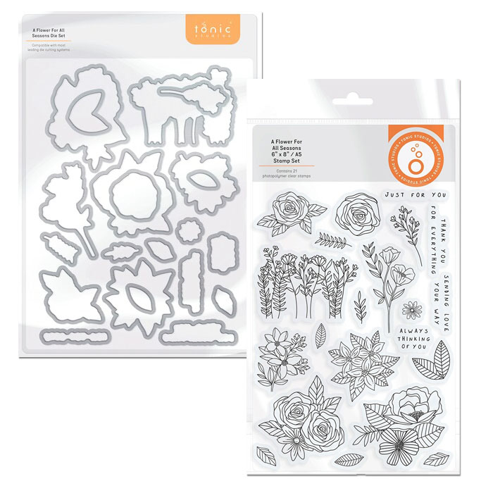 (image for) Tonic Studios, Metal Cutting Die & Stamp Set - A Flower For All Seasons