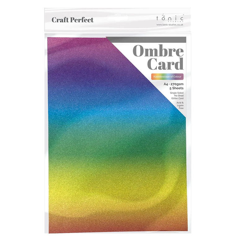 (image for) Craft Perfect - A4 Ombre Glitter Card - Kaleidoscope of Colour (5 Sheets)