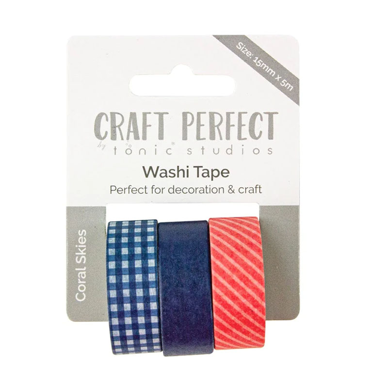 Craft Perfect Washi Tape - Tonic Studios - Coral Skies (3 Rolls)