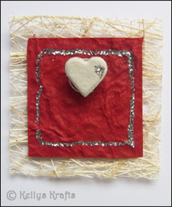 Mulberry Card Topper - White Springy Heart with Red Background