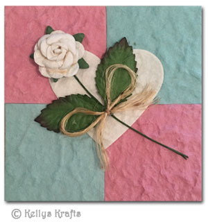 Mulberry Card Topper - White Flower on Blue & Pink Background