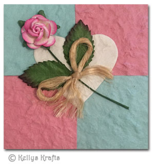 Mulberry Card Topper - Pink Flower on Blue & Pink Background