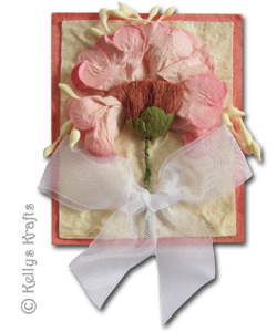 Mulberry Card Topper - Pinky Peach Floral Design with White Fabric Bow