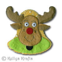 Christmas Mulberry Card Topper, Reindeer on Bell
