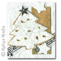 Christmas Mulberry Card Topper, White Tree