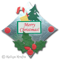 Christmas Mulberry Card Topper - Holly, Tree, Candy Cane - Click Image to Close