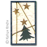 Christmas Mulberry Card Topper, Tree and Gold String Detail