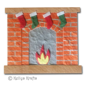 Christmas Mulberry Card Topper, Fireplace + Stockings